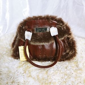 Versace Leather Purse with fur accent